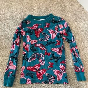 Hanna Andersson Teal and Pink Butterfly Pajama Set